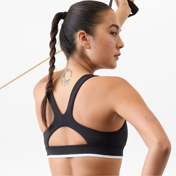 NWT Athleta Interval Tipped Black/White Bra Size Large  Best for A-C Cup - Picture 3 of 9